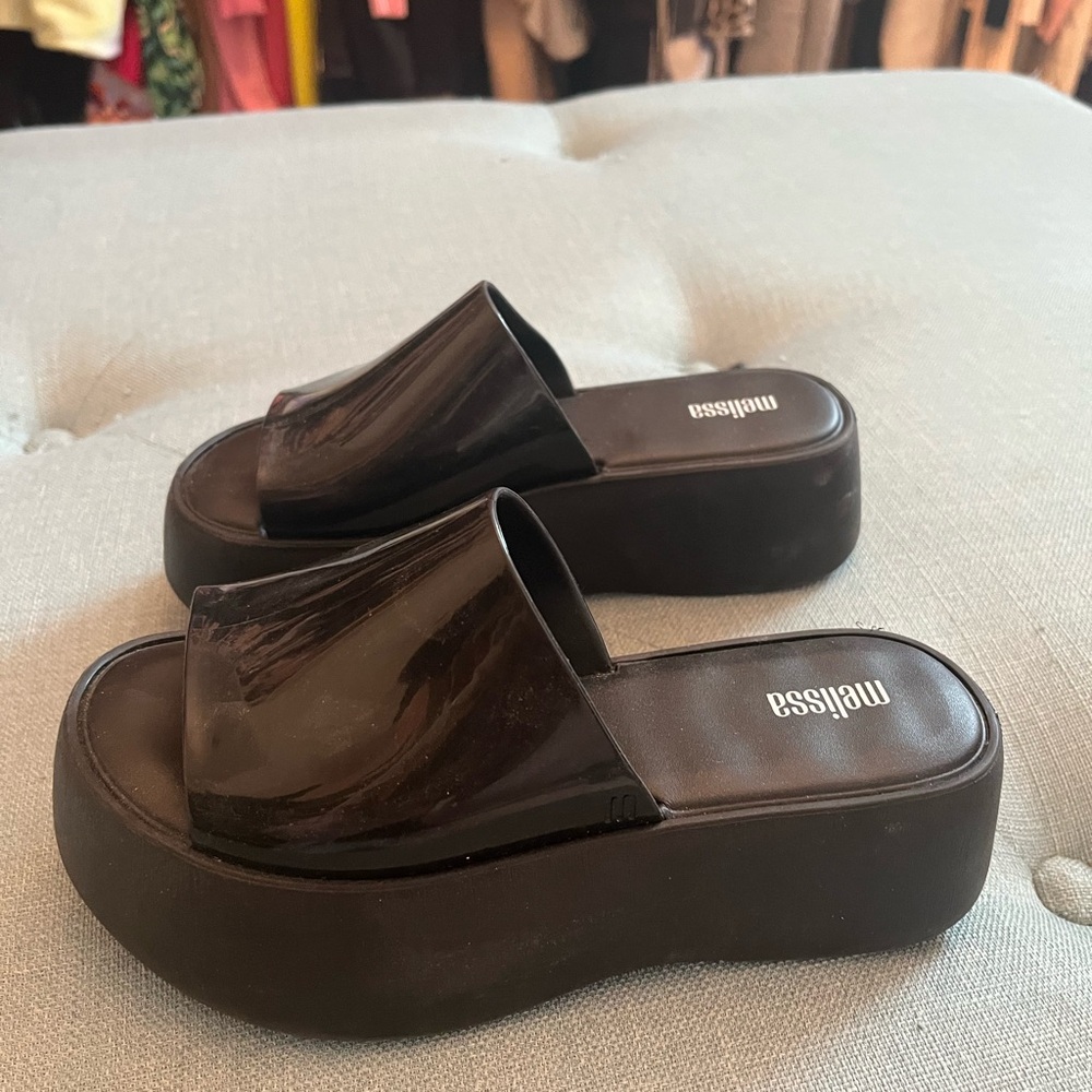 Melissa Black Mules with Platform Sole